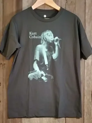 Kurt Cobain Vintage-Inspired Streetwear T-Shirt: Single Stitch, Light Blue Screen Print, 100% Cotton, Urban Fashion Essential, 30-Day Return Policy
