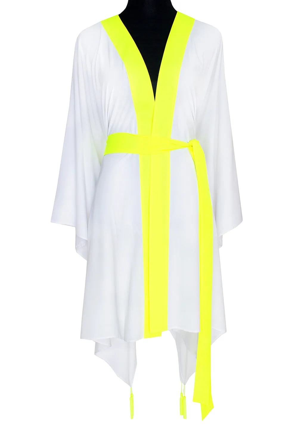 Monochrome - White Kimono Evil Eye (Neon Yellow)
