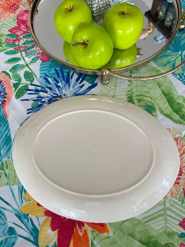 Vintage Blue Willow Oval Platter, USA Pottery, Blue and White Chinoiserie