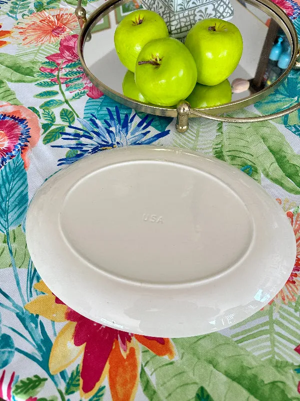 Vintage Blue Willow Oval Platter, USA Pottery, Blue and White Chinoiserie